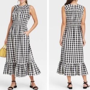 (XS)- A New Day Women’s Sleeveless Smocked Waist Maxi Dress Black/White Check‎